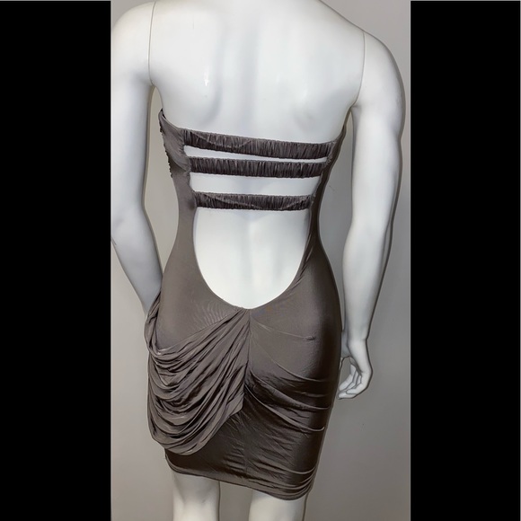 Strapless Grey Bebe Dress Size Small - Picture 2 of 2
